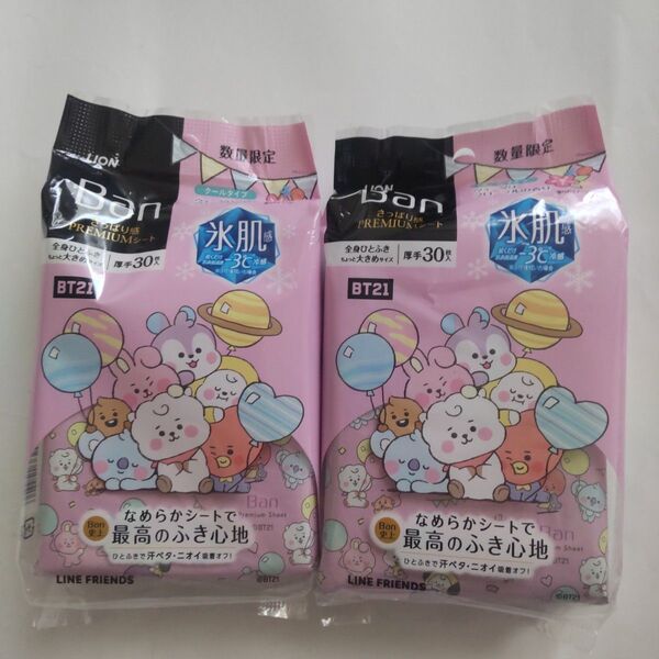 Ban さっぱり感PREMIUMシート クールタイプ ウォータリーフローラルの香り BT21デザイン 30枚入×2