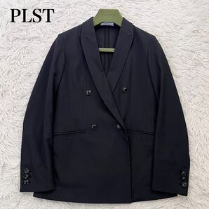【美品】プラステ PLST レディース テーラードジャケット ダブル リネン 本切羽 センターベント ネイビー XS