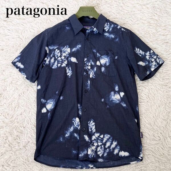 【美品】パタゴニア patagonia メンズ ゴートゥーシャツ アロハ 半袖 海亀柄 ネイビー M
