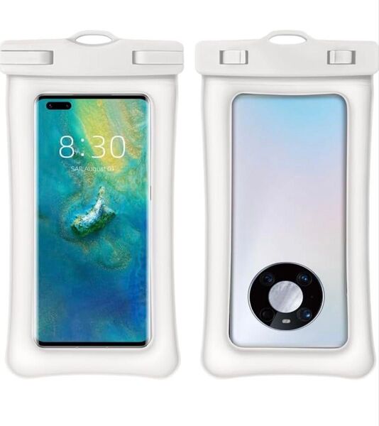 スマホ 防水ケース 水に浮くタイプ IPX8認定 (ホワイト)