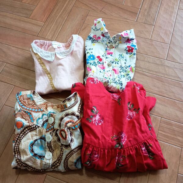 【女の子 夏物 まとめ売り】80 ㌢1枚 90 ㌢3枚 計4枚 半袖 ワンピース トップス