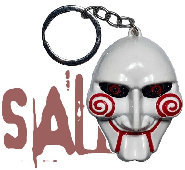 「SAW/ソウ ジグソウ/ジョン・クレイマー/ビリー人形 キーホルダー ホワイト」tface-g 【タグ:映画、アクセサリー】 1 T10