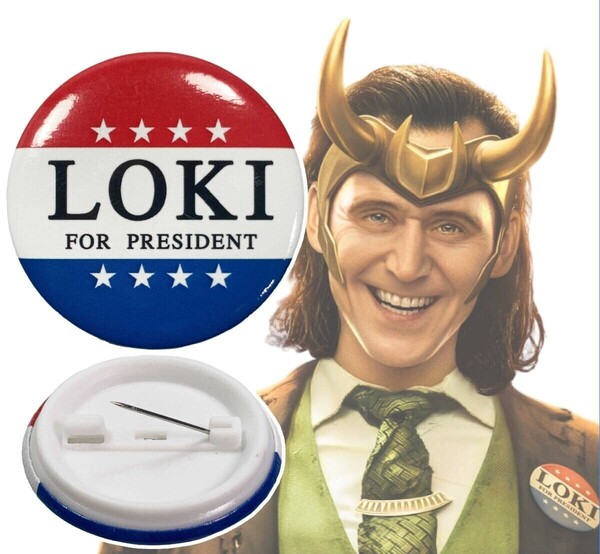 「ロキ/LOKI/トム・ヒドルストン アベンジャーズ/マイティ・ソー 缶バッジ ロキを大統領に」tface-g 【タグ:映画】1 T04