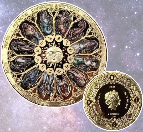 ★送料無料★「コイン 十二星座 ギリシャ神話/エリザベス ゴールド」 tface-g 【タグ:グッズ、お守り、アクセサリー】1 T22