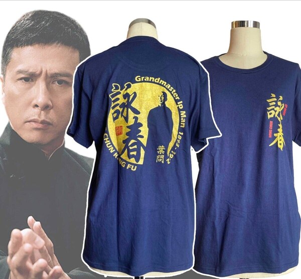 「詠春拳/カンフー 葉門/イップマン ドニー・イェン/ブルース・リー Tシャツ Mサイズ ネイビー」tface-g 【タグ:映画】 T06