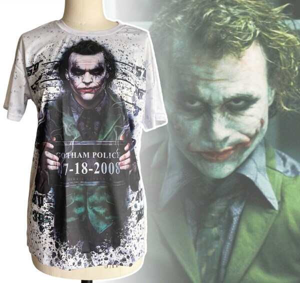 「ジョーカー/ヒース・レジャー ダークナイト/バットマン Tシャツ Mサイズ タイプA」tface-g 【タグ:映画】 1 T22