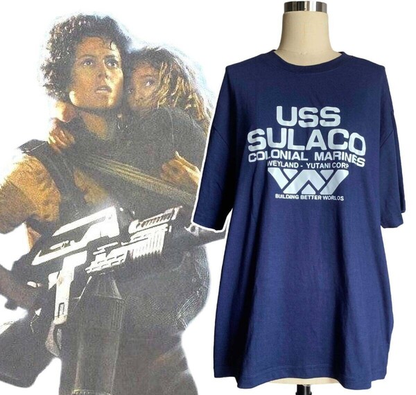 「エイリアン2/シガニー・ウィーバー スラコ号 Tシャツ Mサイズ/ネイビー」tface-g 【タグ:映画、アクセサリー】 T05/22