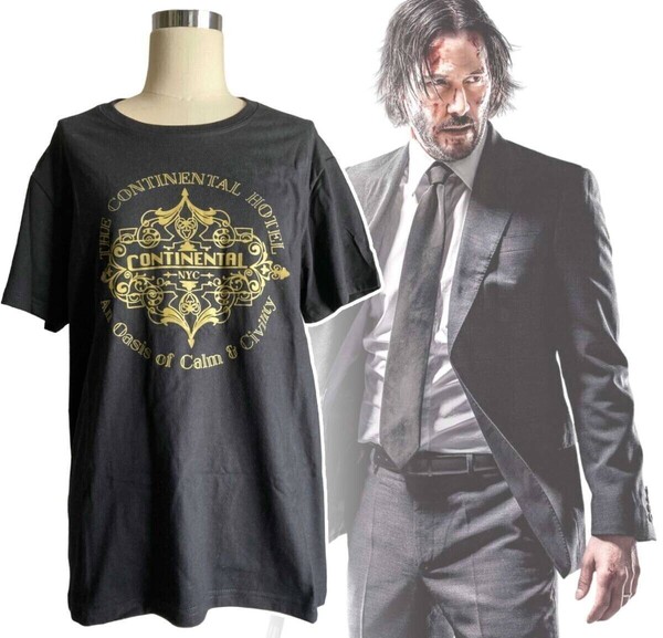 「ジョン・ウィック/キアヌ・リーブス コンチネンタルホテル Tシャツ Mサイズ タイプB」 tface-g 【タグ:映画】 T17