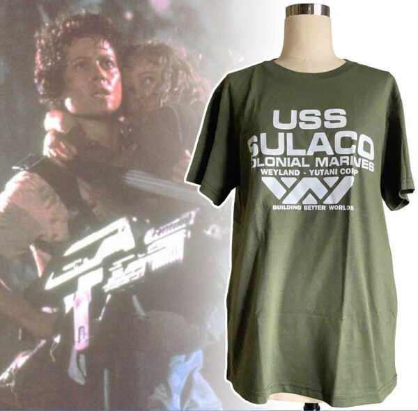 「エイリアン2/シガニー・ウィーバー スラコ号 Tシャツ Mサイズ/グリーン」tface-g 【タグ:映画、アクセサリー】1 T07