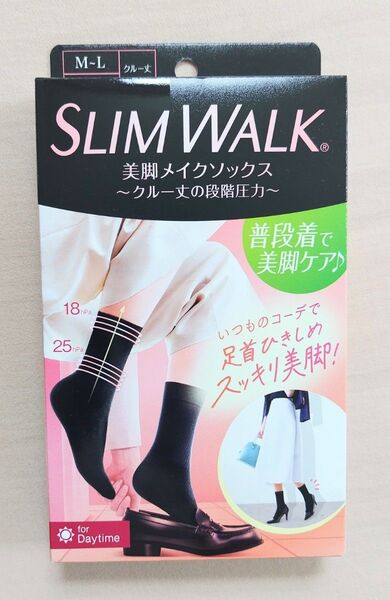 SLIM WALK スリムウォーク 美脚メイクソックス クルー丈 M-L ブラック