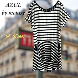 AZUL by moussy アズールバイマウジー トップス ボーダー 半袖 M フリル マルチカラー チュニック