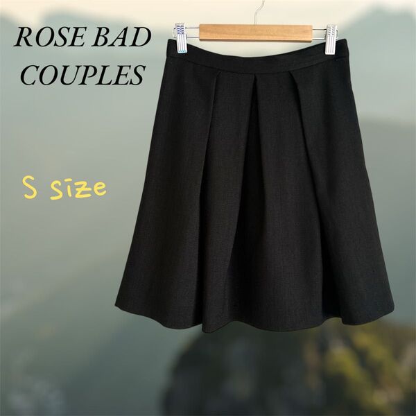 ROSE BAD COUPLES ローズバッドカップルズ ひざ丈フレアスカート 膝丈 膝上丈 プリーツスカート フレアスカート 黒