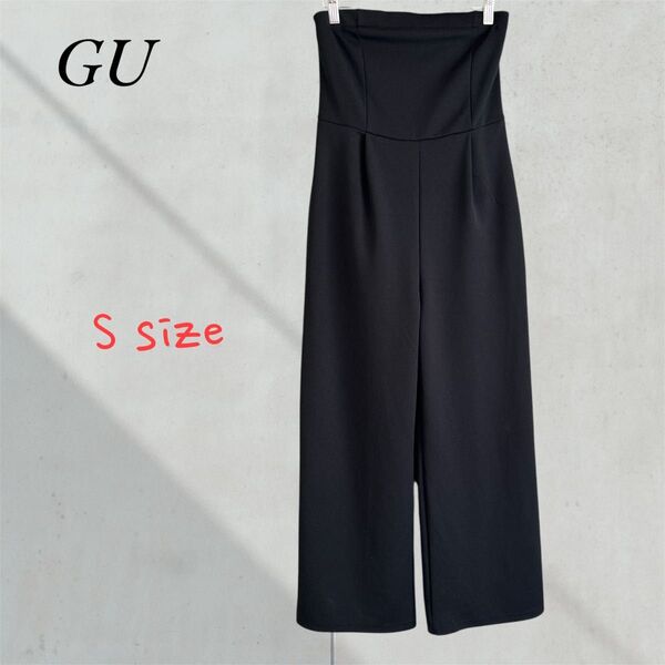GU ジーユー カジュアルパンツ ハイウエストパンツ スタイリッシュ 黒 ブラック S ウエストゴムあり ストレッチ ポケットあり