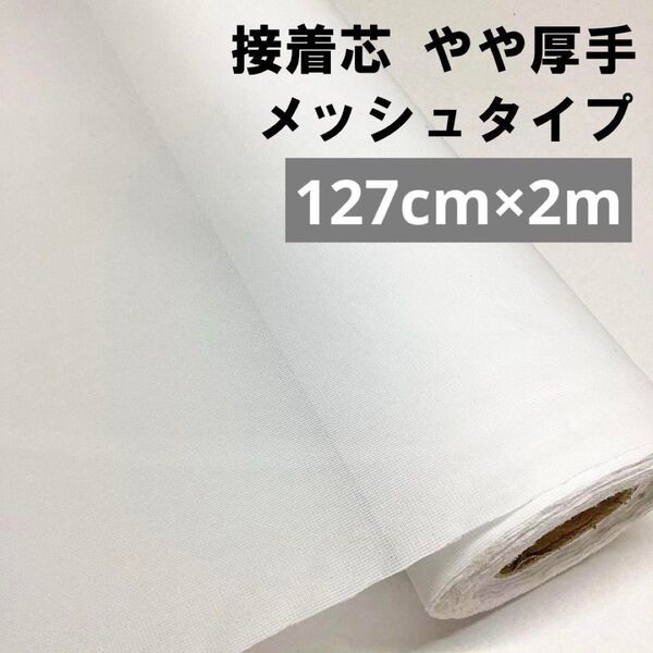 接着芯 ソフトメッシュタイプ やや厚手 (127cm×2m) 片面接着シロ