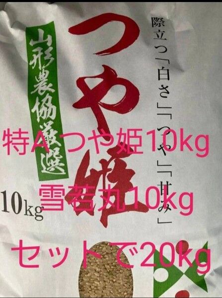 特A ランク 山形県 つや姫 10kg 雪若丸 10kg セットで20kg 玄米