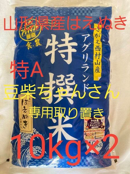 特A はえぬき 特撰米 20kg (10kg×2) 山形県産 白米 令和6年産 令和7年4月8日精米 送料無料