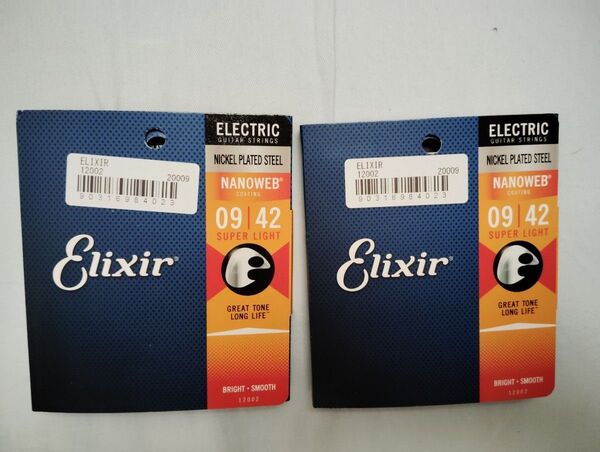 09-42 ELIXIR NANOWEB Super Light エリクサー エレキギター弦 スーパーライト 弦 2セット