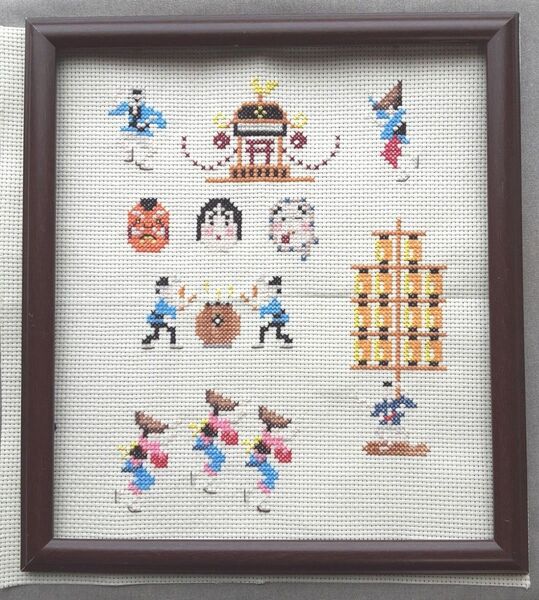ハンドメイド クロスステッチ刺繍完成品『夏祭り』