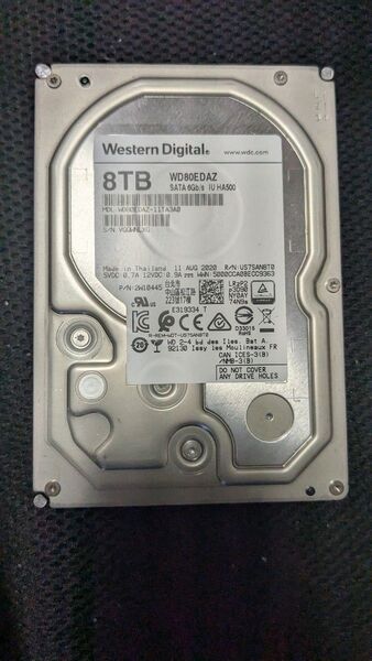 Western Digital 8TB HDD WD80EDAZ 15000時間使用