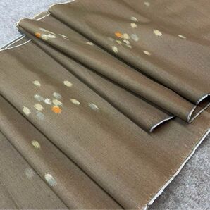 未使用生地 希少 銘仙 ハギレ 二枚セット 古布 茶系 昭和 時代布 古裂