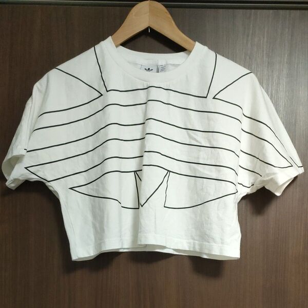 adidas ショート丈Tシャツ トレフォイルロゴ ホワイト