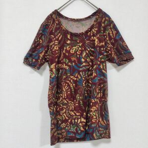 ジョルジュレッシュ フラワー柄 半袖 Tシャツ チュニック S 36 赤 青 夏 半袖 総柄 カットソー 総柄 幾何学模様