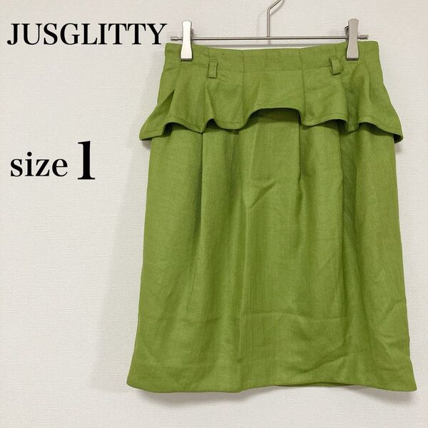 ジャスグリッティー JUSGLITTY グリーン 緑 タイトスカート S 春 夏 ひざ丈 膝丈