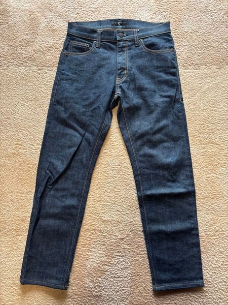 【美品】ユニクロ プラスJ セルビッジスリムフィットストレートジーンズ 29 ブルー ジーンズ デニムパンツ