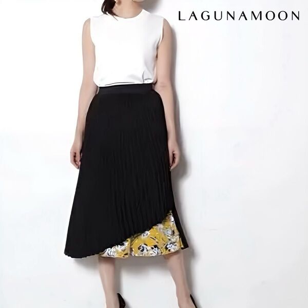 『LAGUNAMOON』ラグナムーン (M) プリーツ切替スカート 花柄