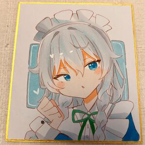 十六夜咲夜 手書き イラスト ファンアート 色紙 東方Project