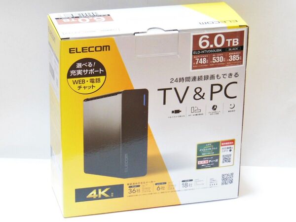 ■新品未開封■エレコム 外付けハードディスク 6TB ELD-HTV060UBK 保証有