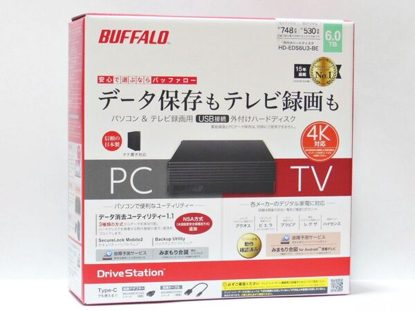 ■新品未開封■BUFFALO バッファロー 外付けハードディスク HD-EDS6U3-BE 6TB 保証有