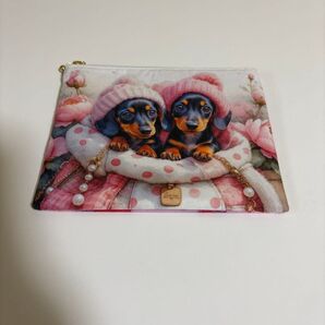 ダックスフンド ハンドメイド フラットポーチ