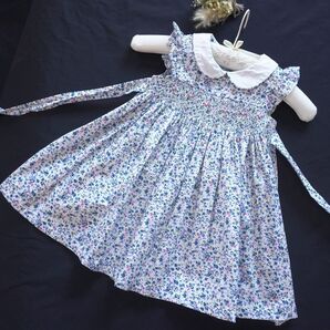新品 スモッキング ワンピース 清楚 アマイアキッズ ボンポワン好きな方 ワンピース 女の子 キッズ 花柄 子供服 スモッキング