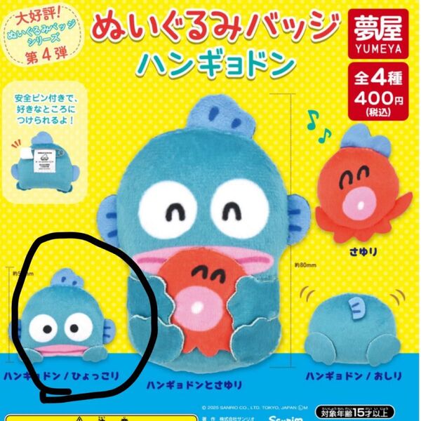 ぬいぐるみバッジ ハンギョドン ガチャガチャ