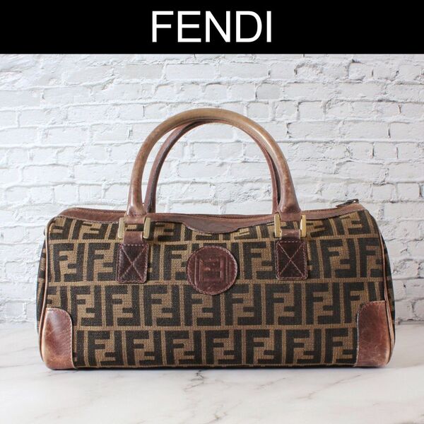 FENDI フェンディ ミニボストン ズッカ柄 キャンバス×レザー