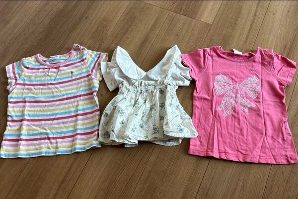 【H&M、Angou、ミキハウス】サイズ80 女の子 半袖 3点セット 半袖Tシャツ トップス まとめ売り