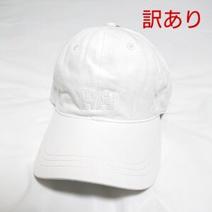 訳あり HELLY HANSEN ヘリーハンセン ロゴ キャップ ハット 帽子 白 ホワイト コットン ユニセックス フリーサイズ