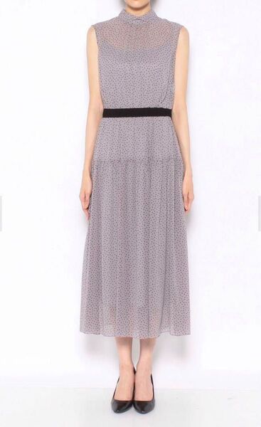 ANAYI シフォンドット ティアードワンピース 36 ノースリーブ