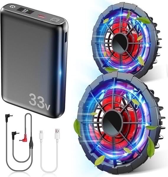 最新版 空調作業服 ファンバッテリーセット 33V 26000mAh 大容量 熱中症 サイクリング ドライブ 散歩 ツーリング