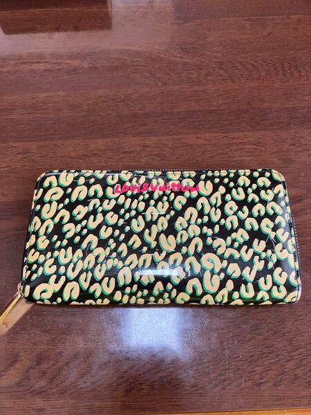 ルイヴィトン LOUIS VUITTON 超美品! レオパード ジッピーウォレット ブルーアンフィニ 長財布