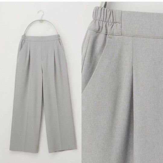 【ハニーズ】ストレートパンツ サマーパンツ グレー オフィスカジュアル ウエストゴム シワになりにくい ウォッシャブル 冷感素材