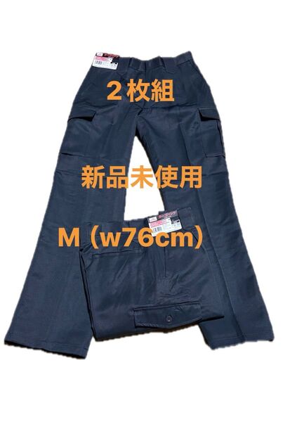新品 作業ズボン カーゴパンツ 作業服下 お得な2枚セットサイズ メンズのM76cm 股下丈78cm チャコール