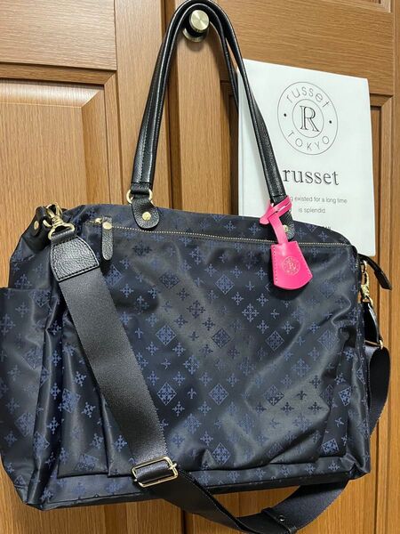 【超美品】russet 2way ショルダーバッグ A4 トートバッグ ビジネスバッグ ブラック×ネイビー