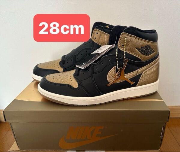 新品未使用 NIKE ナイキ エアジョーダン1 レトロ ハイ OG ブラック ゴールド 28cm 黒 金 jordan