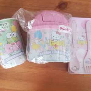 サンリオキャラクター大賞当りくじ 当たりくじ Sanrio サンリオ メラミンカップ ダストボックス カトラリーセット キティ