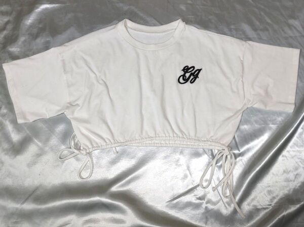 【限定セール】《GRL》ロゴ刺繍サイドリボンクロップド丈Tシャツ Fサイズ