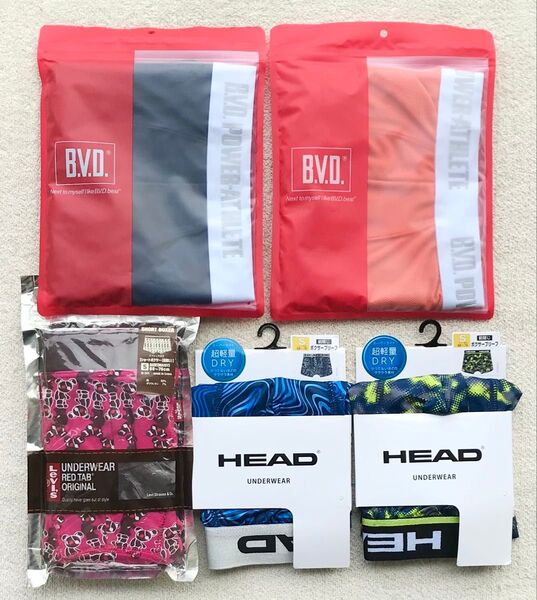 本日迄!B.V.D&Levi's&HEAD ボクサーパンツ Sサイズ 5枚セット
