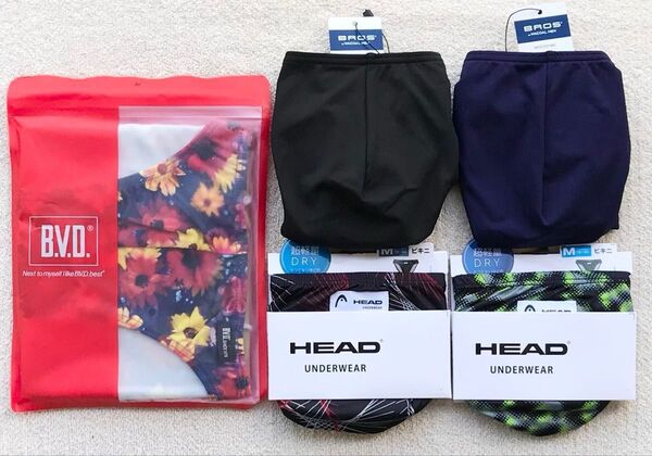 本日迄!B.V.D&BROS&HEAD ビキニ ブリーフ Mサイズ 花柄&シンプル&デザイン 5枚セット