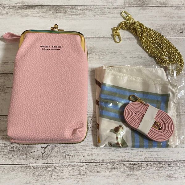 スマホポーチ スマホショルダー ショルダーバッグ がま口 サコッシュ おしゃれ ポシェット 新品 長財布